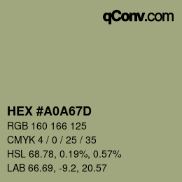 Farbcode: HEX #A0A67D | qconv.com
