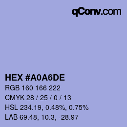 Color code: HEX #A0A6DE | qconv.com