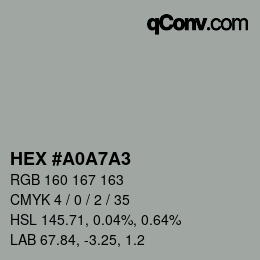 Color code: HEX #A0A7A3 | qconv.com