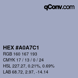 Color code: HEX #A0A7C1 | qconv.com