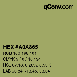 カラーコード: HEX #A0A865 | qconv.com