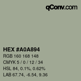 Farbcode: HEX #A0A894 | qconv.com