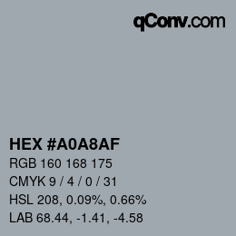 Color code: HEX #A0A8AF | qconv.com