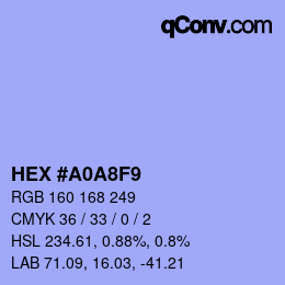 颜色代码: HEX #A0A8F9 | qconv.com