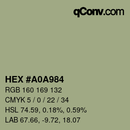 颜色代码: HEX #A0A984 | qconv.com