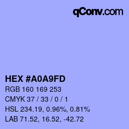 Color code: HEX #A0A9FD | qconv.com