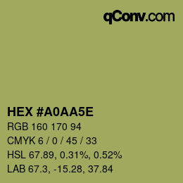カラーコード: HEX #A0AA5E | qconv.com