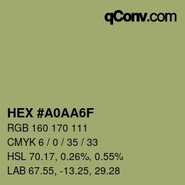 カラーコード: HEX #A0AA6F | qconv.com