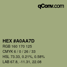 颜色代码: HEX #A0AA7D | qconv.com