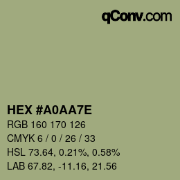 Color code: HEX #A0AA7E | qconv.com