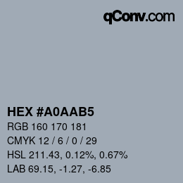 Color code: HEX #A0AAB5 | qconv.com