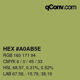 Farbcode: HEX #A0AB5E | qconv.com