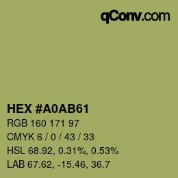 Color code: HEX #A0AB61 | qconv.com