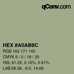 Color code: HEX #A0AB8C | qconv.com