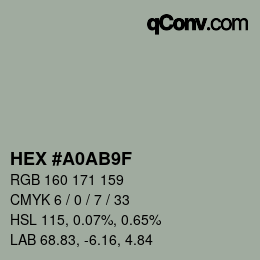 Color code: HEX #A0AB9F | qconv.com