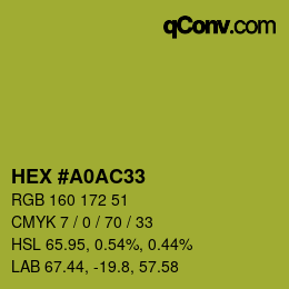 カラーコード: HEX #A0AC33 | qconv.com