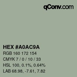 Código de color: HEX #A0AC9A | qconv.com