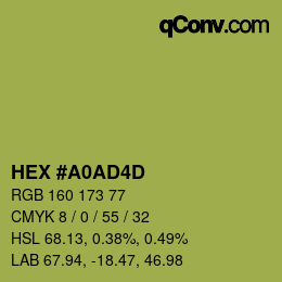 颜色代码: HEX #A0AD4D | qconv.com