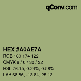 颜色代码: HEX #A0AE7A | qconv.com