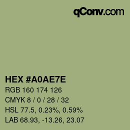 Color code: HEX #A0AE7E | qconv.com