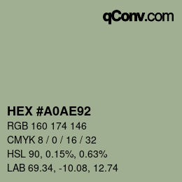 Color code: HEX #A0AE92 | qconv.com