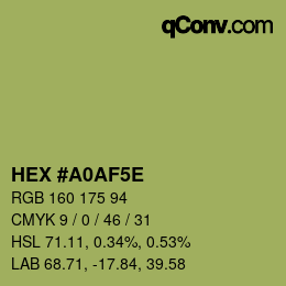 Farbcode: HEX #A0AF5E | qconv.com