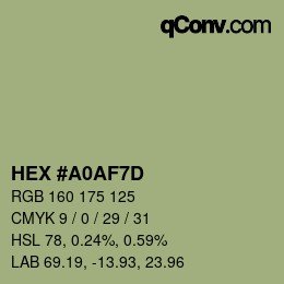 カラーコード: HEX #A0AF7D | qconv.com