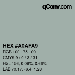 Farbcode: HEX #A0AFA9 | qconv.com