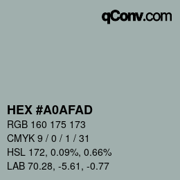 カラーコード: HEX #A0AFAD | qconv.com