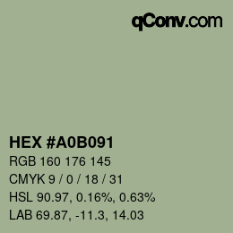 カラーコード: HEX #A0B091 | qconv.com