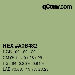 Farbcode: HEX #A0B482 | qconv.com