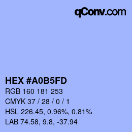 カラーコード: HEX #A0B5FD | qconv.com