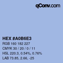 Color code: HEX #A0B6E3 | qconv.com