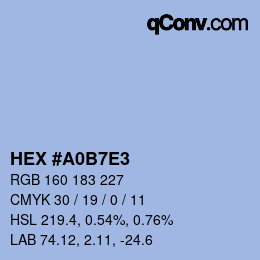 Color code: HEX #A0B7E3 | qconv.com