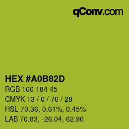 颜色代码: HEX #A0B82D | qconv.com