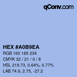 颜色代码: HEX #A0B9EA | qconv.com