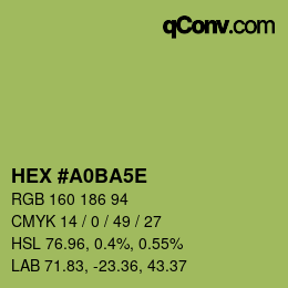 Farbcode: HEX #A0BA5E | qconv.com