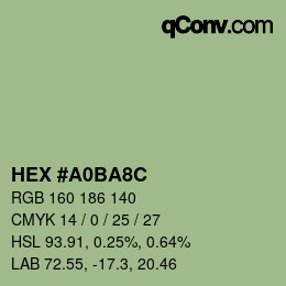カラーコード: HEX #A0BA8C | qconv.com