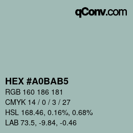 カラーコード: HEX #A0BAB5 | qconv.com