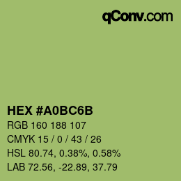 Color code: HEX #A0BC6B | qconv.com