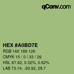 Color code: HEX #A0BD7E | qconv.com