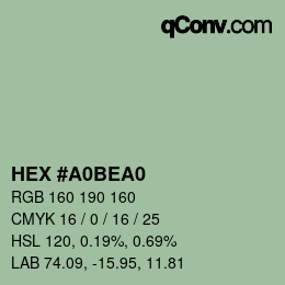 カラーコード: HEX #A0BEA0 | qconv.com