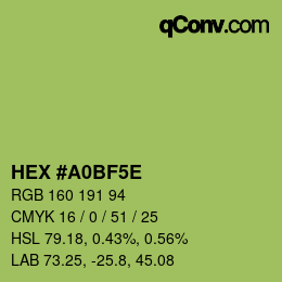 Farbcode: HEX #A0BF5E | qconv.com
