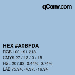 カラーコード: HEX #A0BFDA | qconv.com
