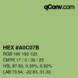 カラーコード: HEX #A0C07B | qconv.com