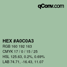颜色代码: HEX #A0C0A3 | qconv.com