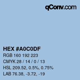 Color code: HEX #A0C0DF | qconv.com