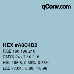 Farbcode: HEX #A0C4D2 | qconv.com
