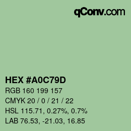 カラーコード: HEX #A0C79D | qconv.com