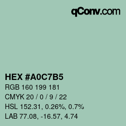カラーコード: HEX #A0C7B5 | qconv.com